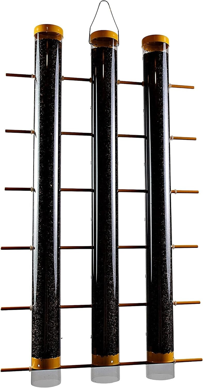 Heavy-Duty 3 Tube Finch Feeder with 24 Feeding Perches - Durable and Easy Clean