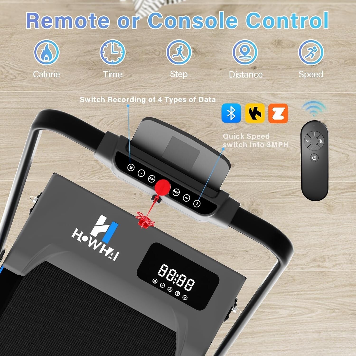 Foldable 2-in-1 Under Desk Treadmill with Bluetooth & Remote - 300lbs Capacity