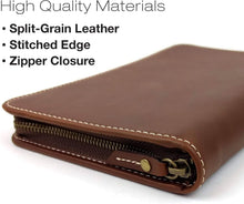 Load image into Gallery viewer, Elegant Black Split Grain Leather Travel Wallet &amp; Passport Holder for Travelers