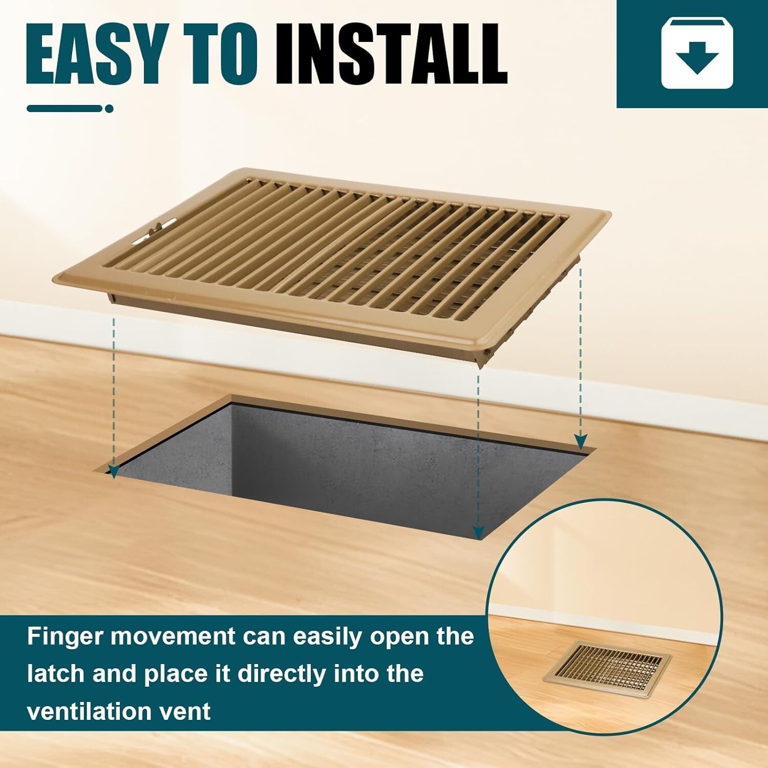 Classic Brown Floor Register 6x10 - Durable Adjustable Grille for Home & Office