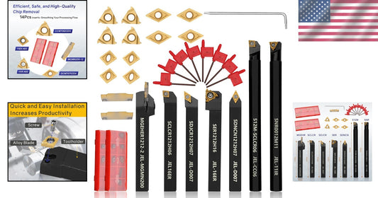 Indexable Lathe Turning Tool Set - 7 Holders & 14 Inserts for Ultimate Machining