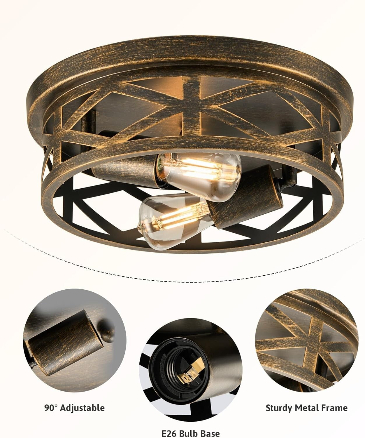 Elegant Oil-Rubbed Bronze Farmhouse Flush Mount Lighting for Entryway & Kitchen