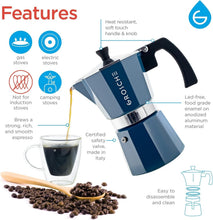 Load image into Gallery viewer, Milano 9-Cup Stovetop Moka Espresso Maker - Modern, Safe &amp; Stylish in Blue