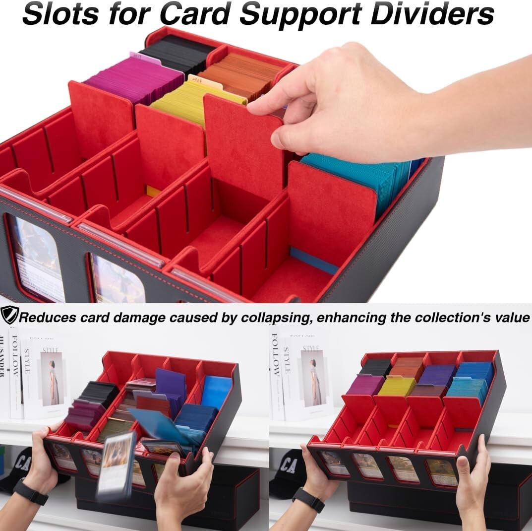 Versatile 3000+ Card Collection Box with Colorful Dividers & Play Mat Feature