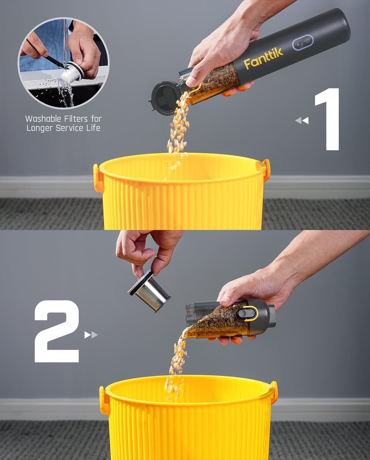 Lightweight Handheld Car Vacuum 12000Pa: USB-C Charge & Pet Brush Included