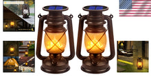 Load image into Gallery viewer, 2-Pack Solar Lanterns: Vintage Outdoor Hanging Lights with Flickering Flame