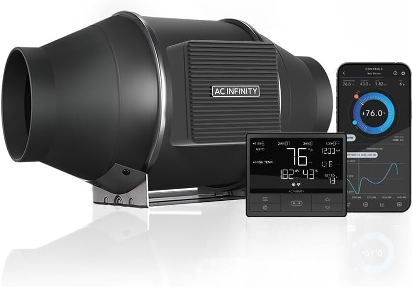 Energy-Efficient 4-Inch Duct Fan with Temperature Control - Ideal for Grow Rooms