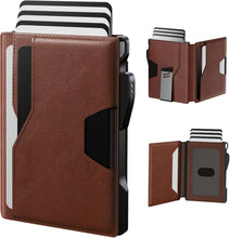 Load image into Gallery viewer, Brown RFID Wallet with Magnetic Bifold - Slim Design for Quick Card Access