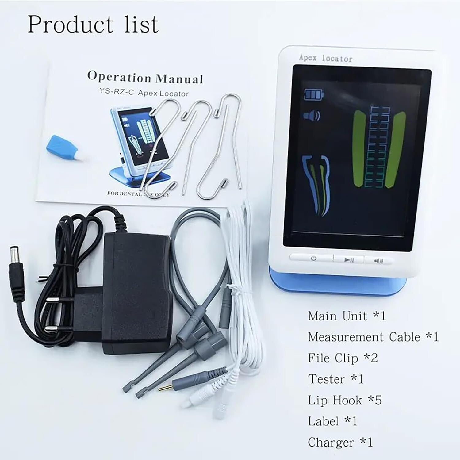 High Accuracy Apex Locator for Root Canals - Includes Essential Accessories