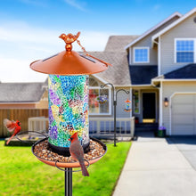 Load image into Gallery viewer, Solar-Powered Mosaic Bird Feeder Kit with Adjustable Height Pole – Unique Gift