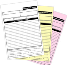 Load image into Gallery viewer, Professional Contractor Invoice Books - 3-Part Carbonless Forms, 7.3 x 11 Inches