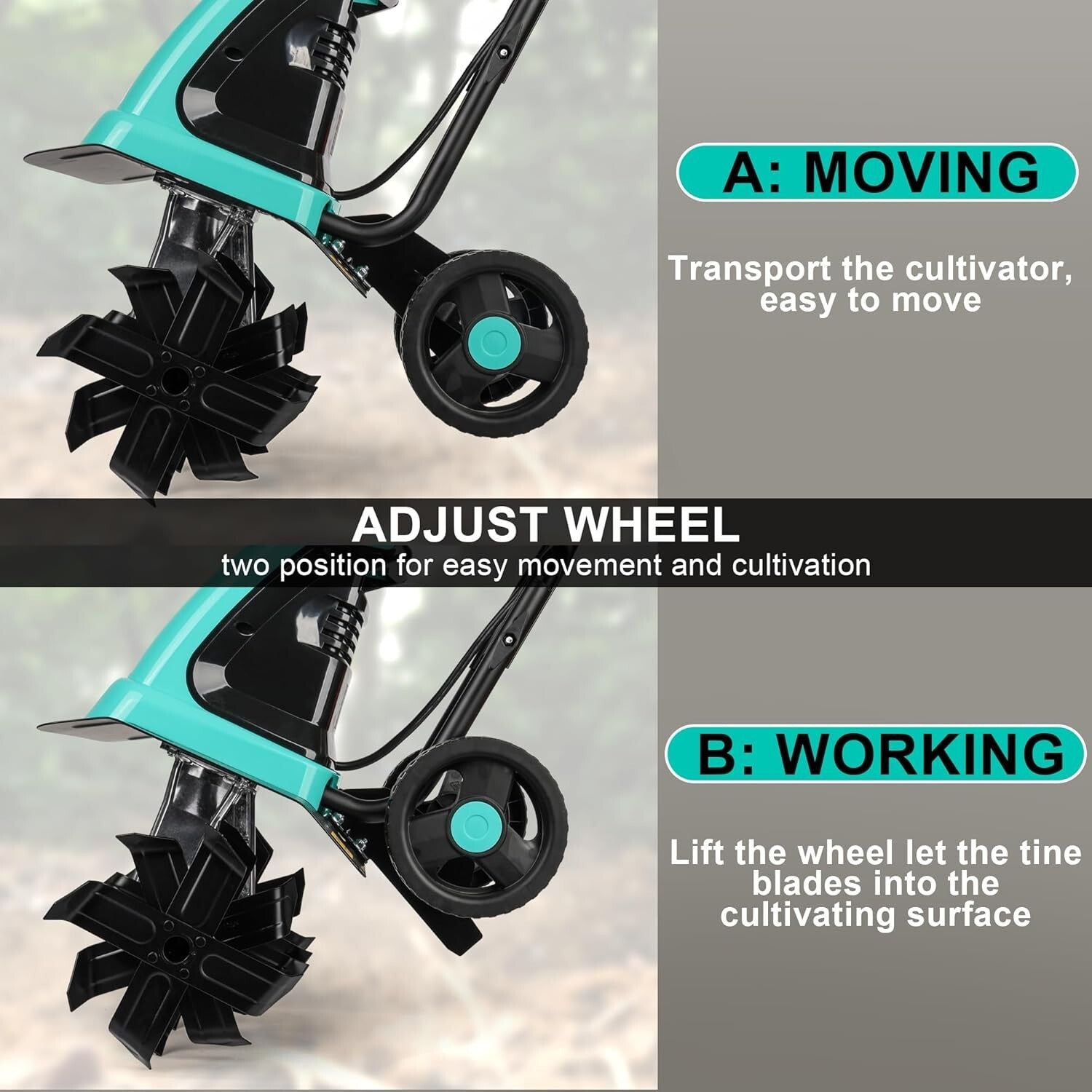 Lightweight 10.5 Amp Electric Cultivator - 12-Inch Wide & 8-Inch Deep Tilling