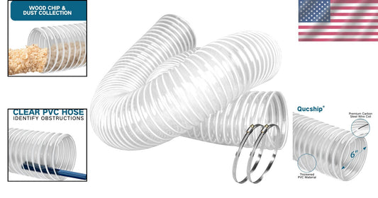 Flexible 6" x 10' Puncture Resistant PVC Dust Hose for Enhanced Dust Control