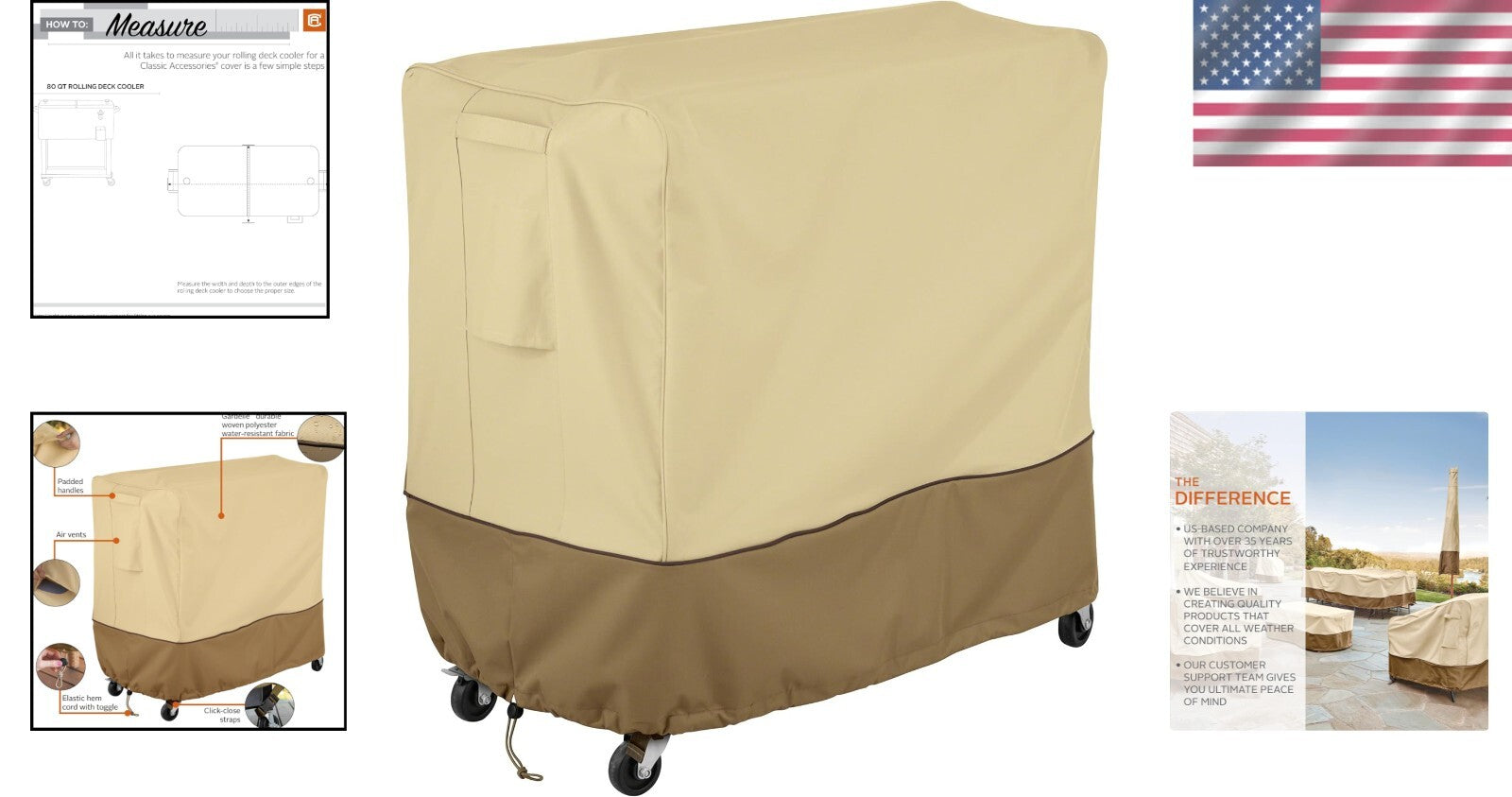Elegant 80 Qt Rolling Deck Cooler Cover - Durable & Weatherproof Protection