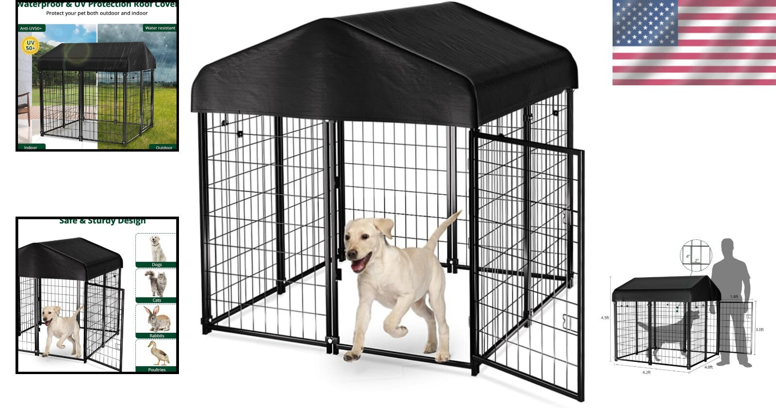 Spacious Outdoor Dog House with Waterproof Roof for Small to Medium Breeds