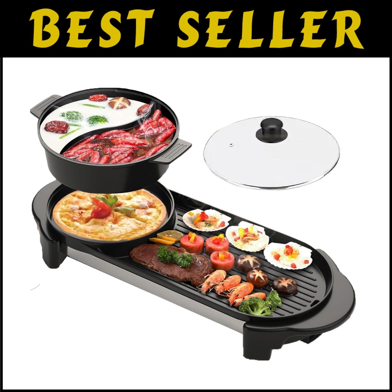 Compact Electric Hot Pot Grill for Stress-Free Family Gatherings - 3 Quart