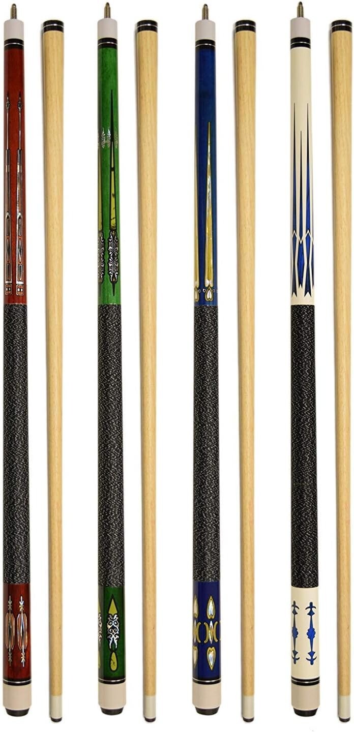 Durable 58" Hardwood Pool Cue Sticks Set of 4 - Perfect for Home Billiards
