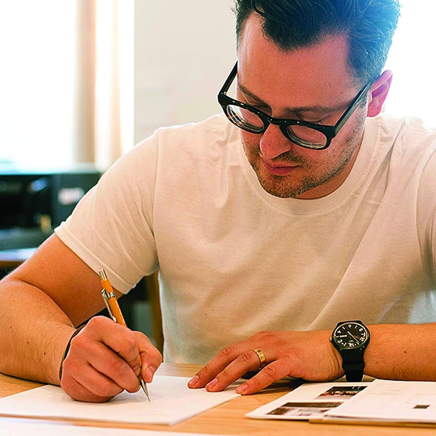 Yellow Barrel Mechanical Pencil 0.9mm for Adults - 12 Pack with Comfortable Grip