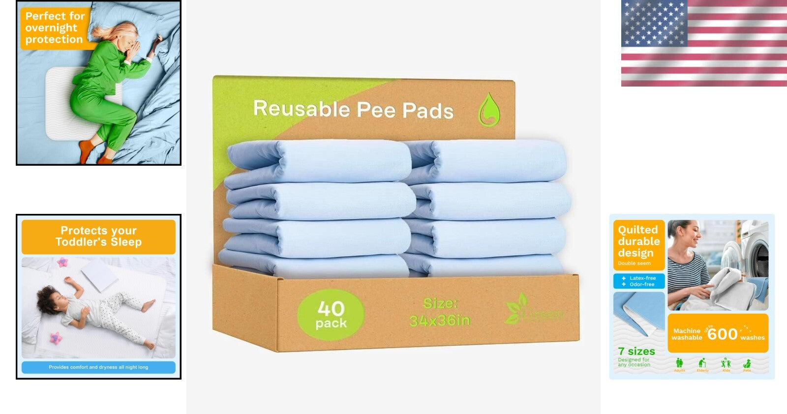 Quilted Cloth Washable Pet & Senior Bed Pads - 10 Pack for Ultimate Protection