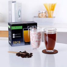 Load image into Gallery viewer, Set of 4 Double Wall Borosilicate Glass Coffee Mugs - Elegant Insulated Design
