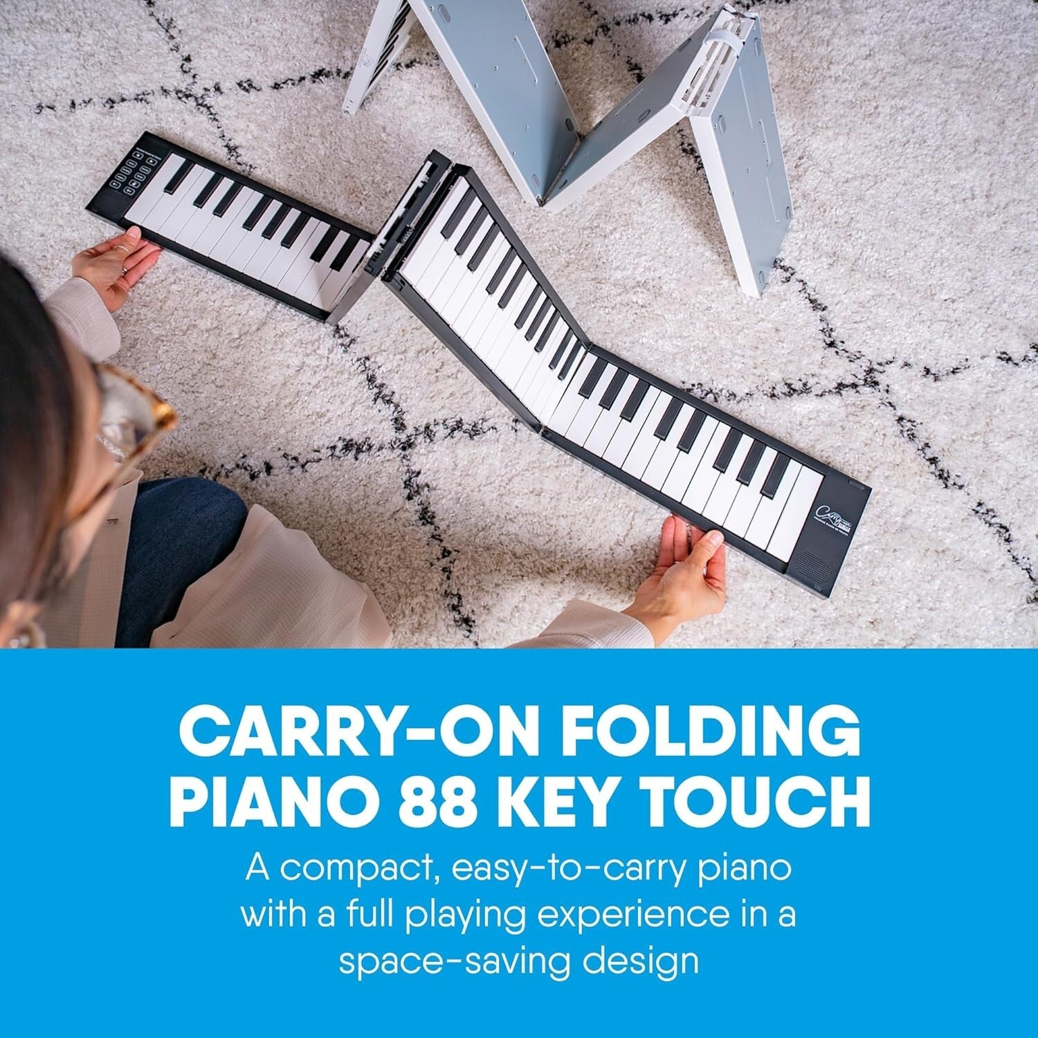 All-in-One 88 Key Folding Piano – Travel-Friendly with Powerful Battery & Sounds