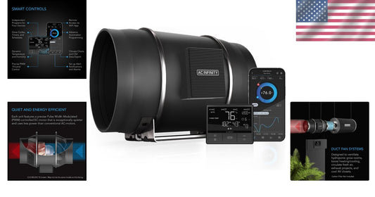 CLOUDLINE PRO T12 - 12" Quiet Inline Duct Fan with WiFi & Temp Control