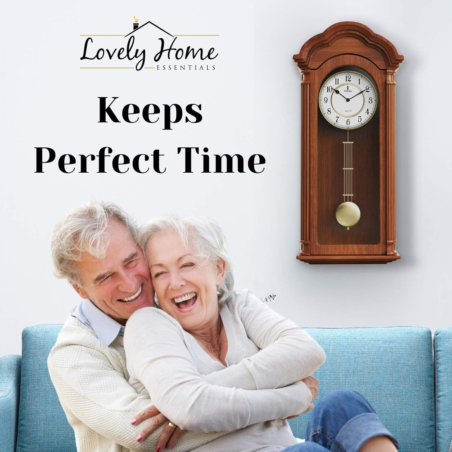 Elegant Wooden Pendulum Wall Clock - Battery Operated, 26x12 Inch Decor