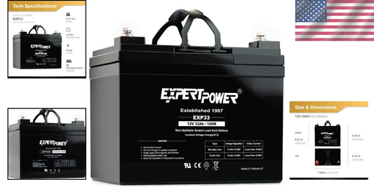 Durable 12V 33Ah Sealed Lead Acid Battery - Universal Fit for All Applications