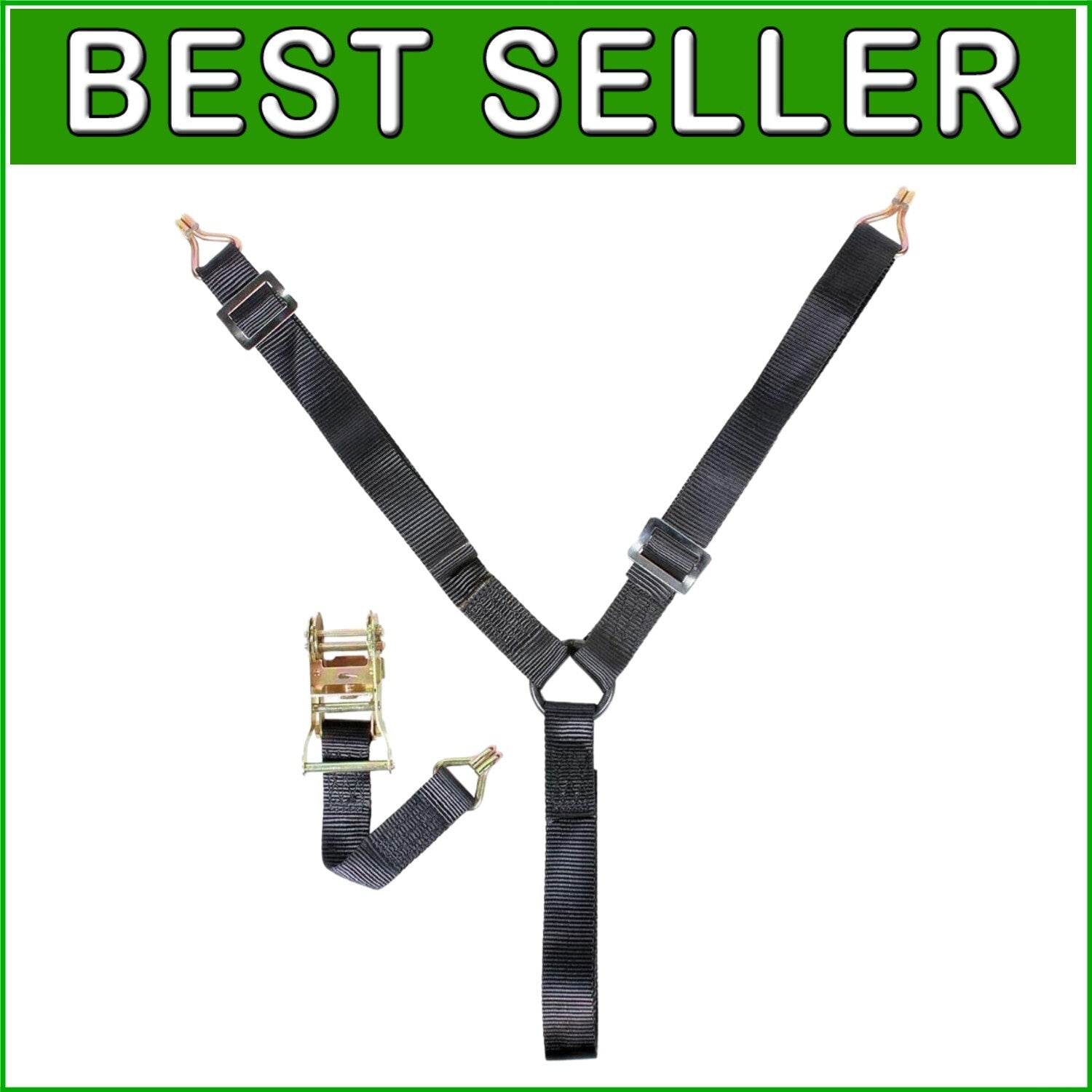 Adjustable Ratcheting Y-Strap 1.5" Black – Secure Your Spare Tire Effortlessly