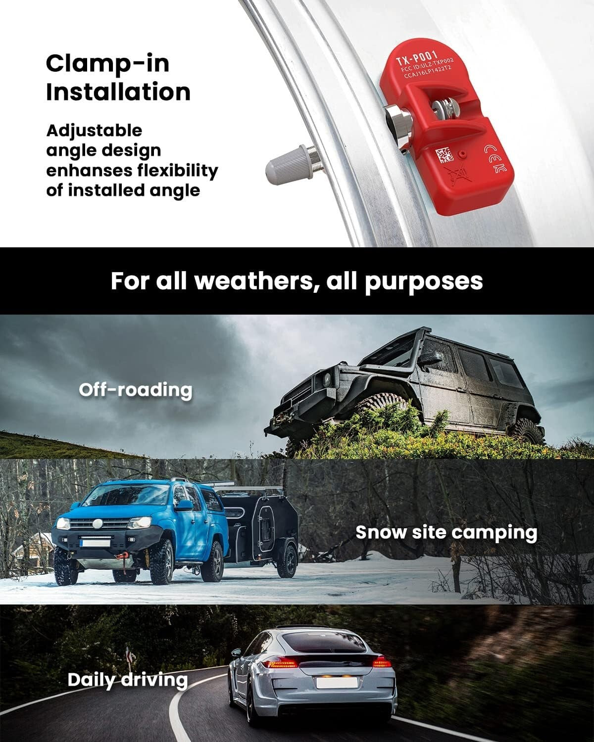 Accurate Sensor 4-Pack for Tire Pressure Monitoring - Long Lifespan & Easy Setup