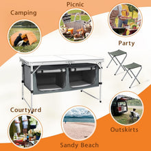 Load image into Gallery viewer, Lightweight Folding Aluminum Table - Adjustable Height with Storage for Outdo...