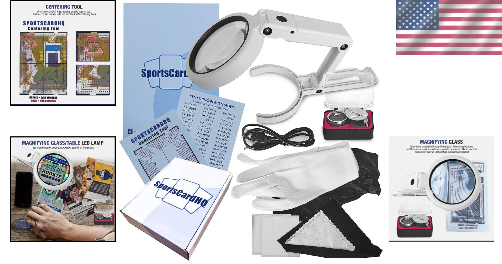 All-Ages Sports Card Grading Kit: Includes LED Lamp, Gloves, and Cleaning Cloths