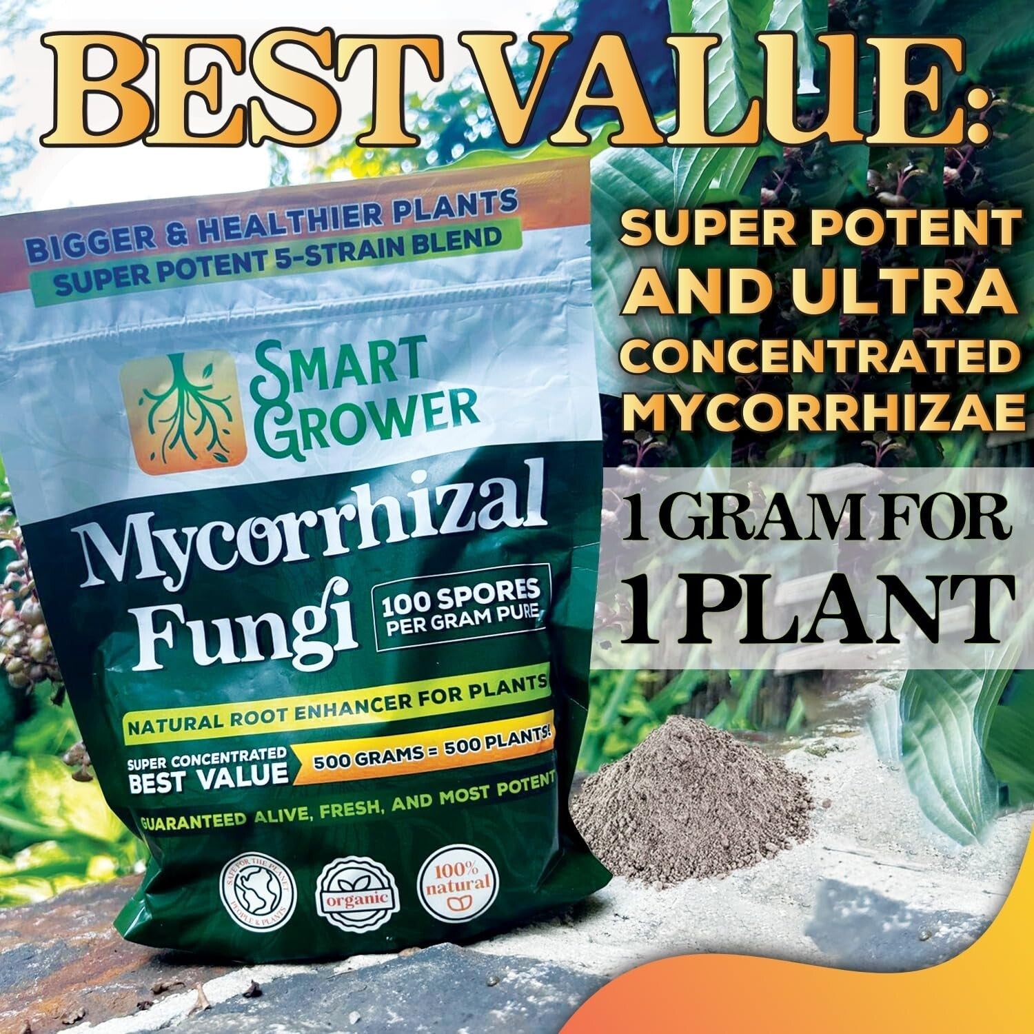 5-Strain Mycorrhizal Fungi Blend - Potent Support for Garden and Lawn Growth