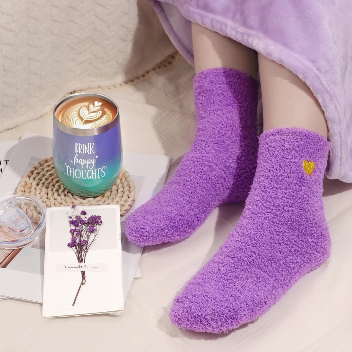 Unique Birthday Gift for Women: Lavender Spa Basket with Luxury Flannel Throw