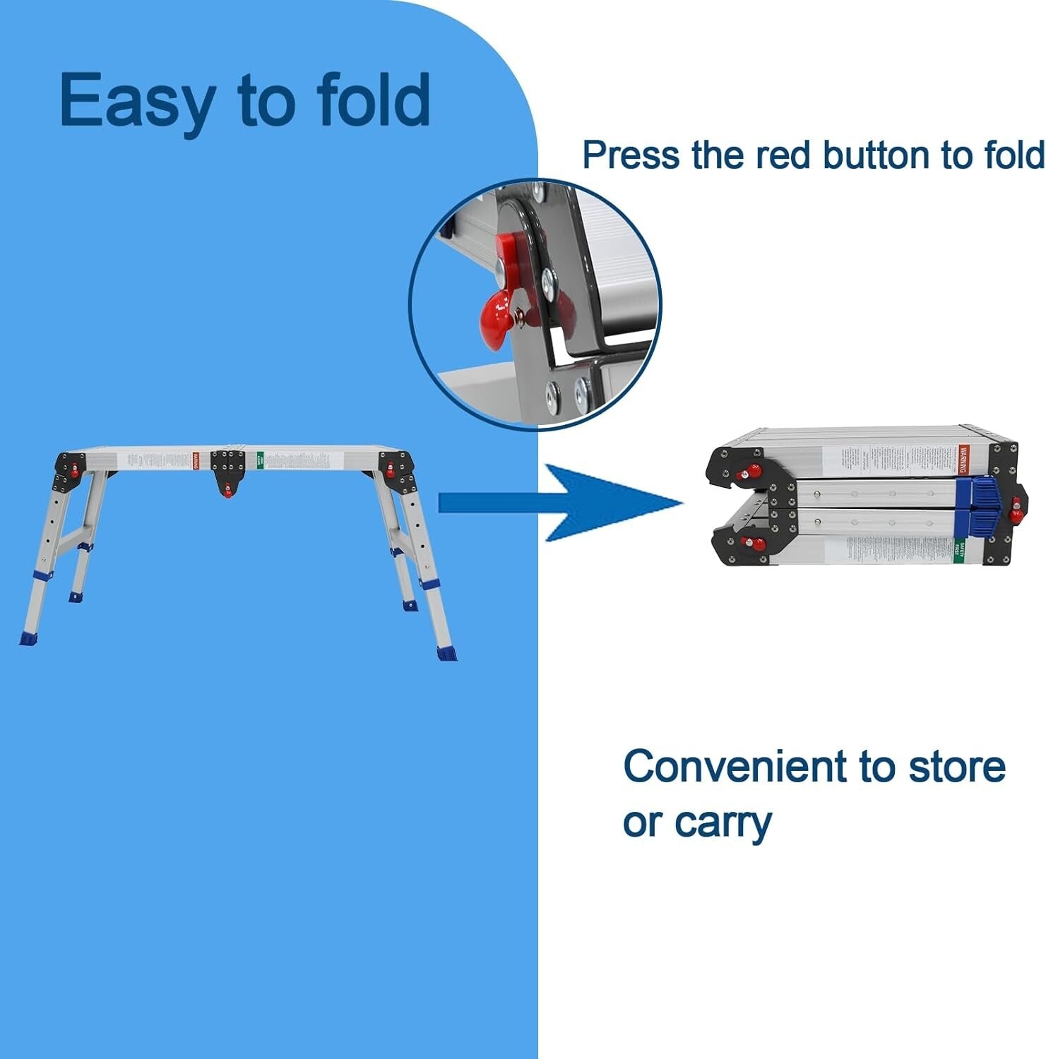 Versatile Folding Step Stool - Aluminum, 600 lbs Capacity, Tool-Free Assembly
