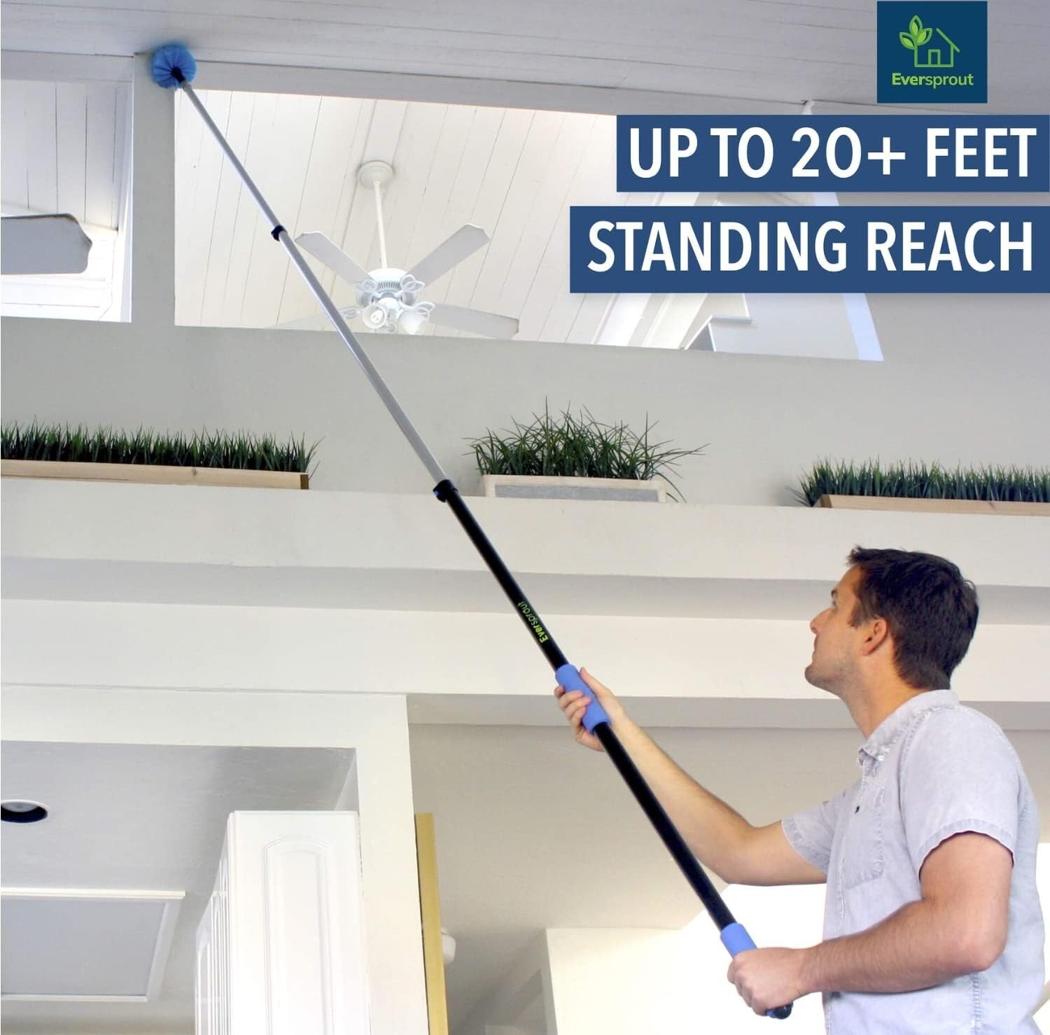 Durable Soft-Bristled Duster with 12ft Extension Pole for Easy Cleaning