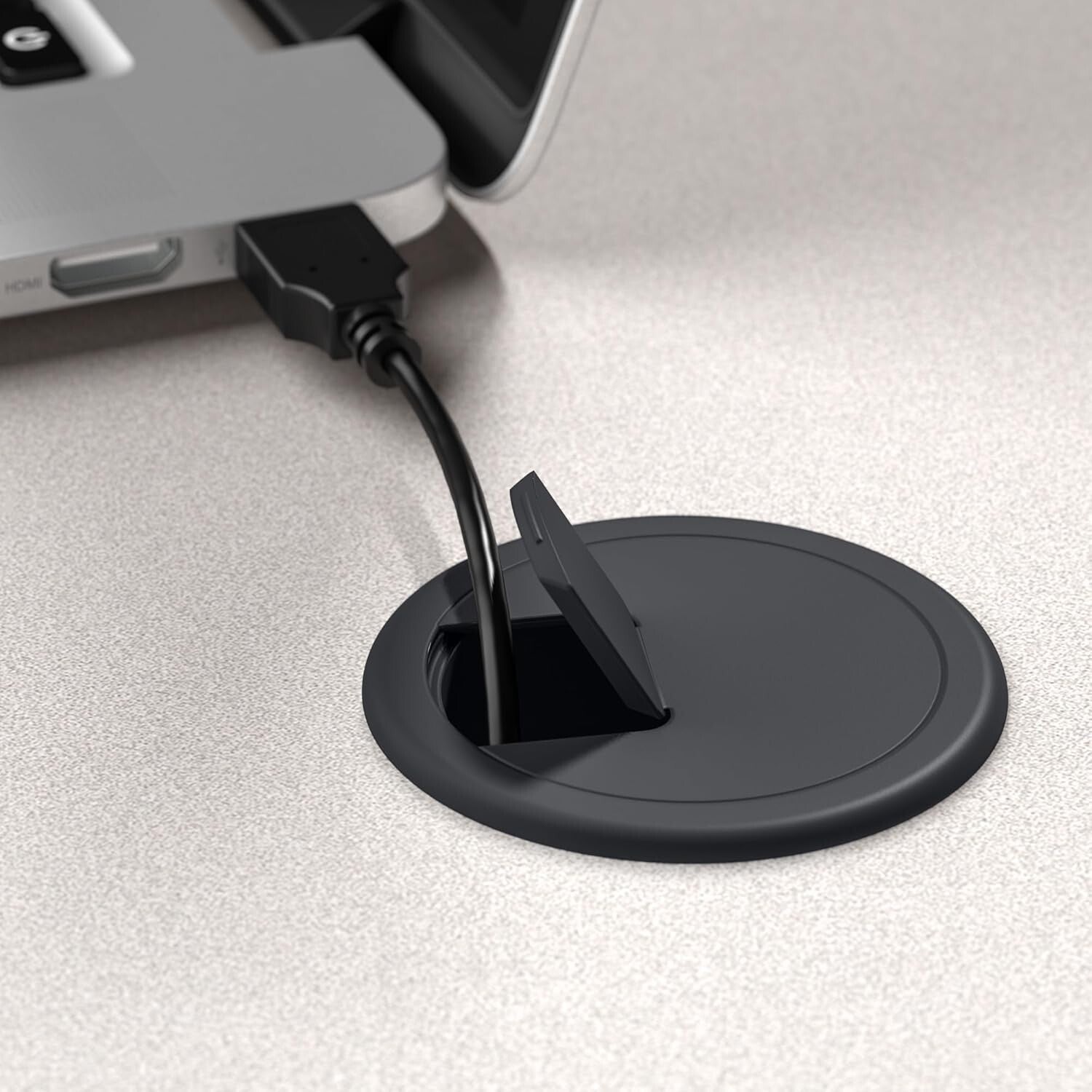 Bush 72W Executive Desk with Wire Management - Slate & White Spectrum Elegance