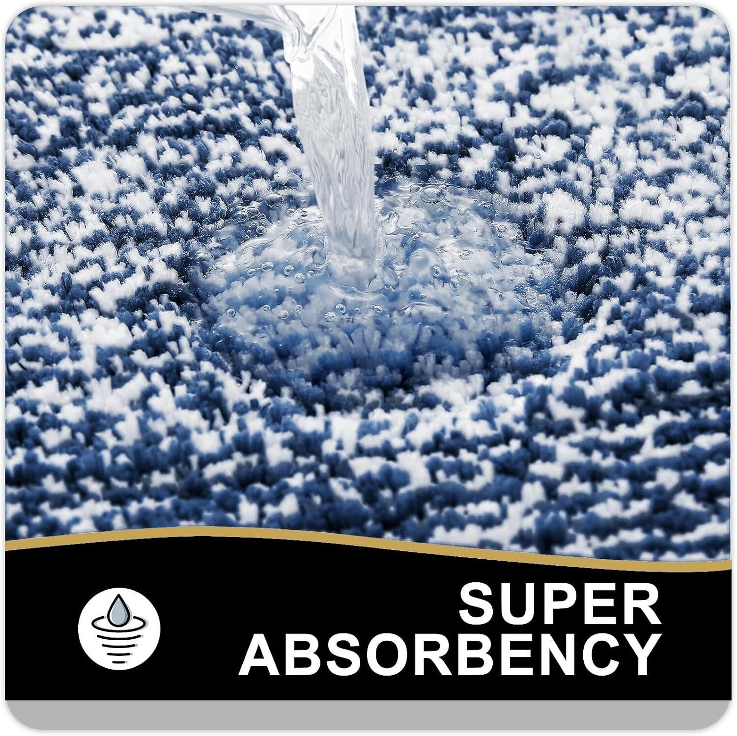 Extra Absorbent Navy Bath Mat 44x24 - Fluffy & Non-Slip Design for Safety