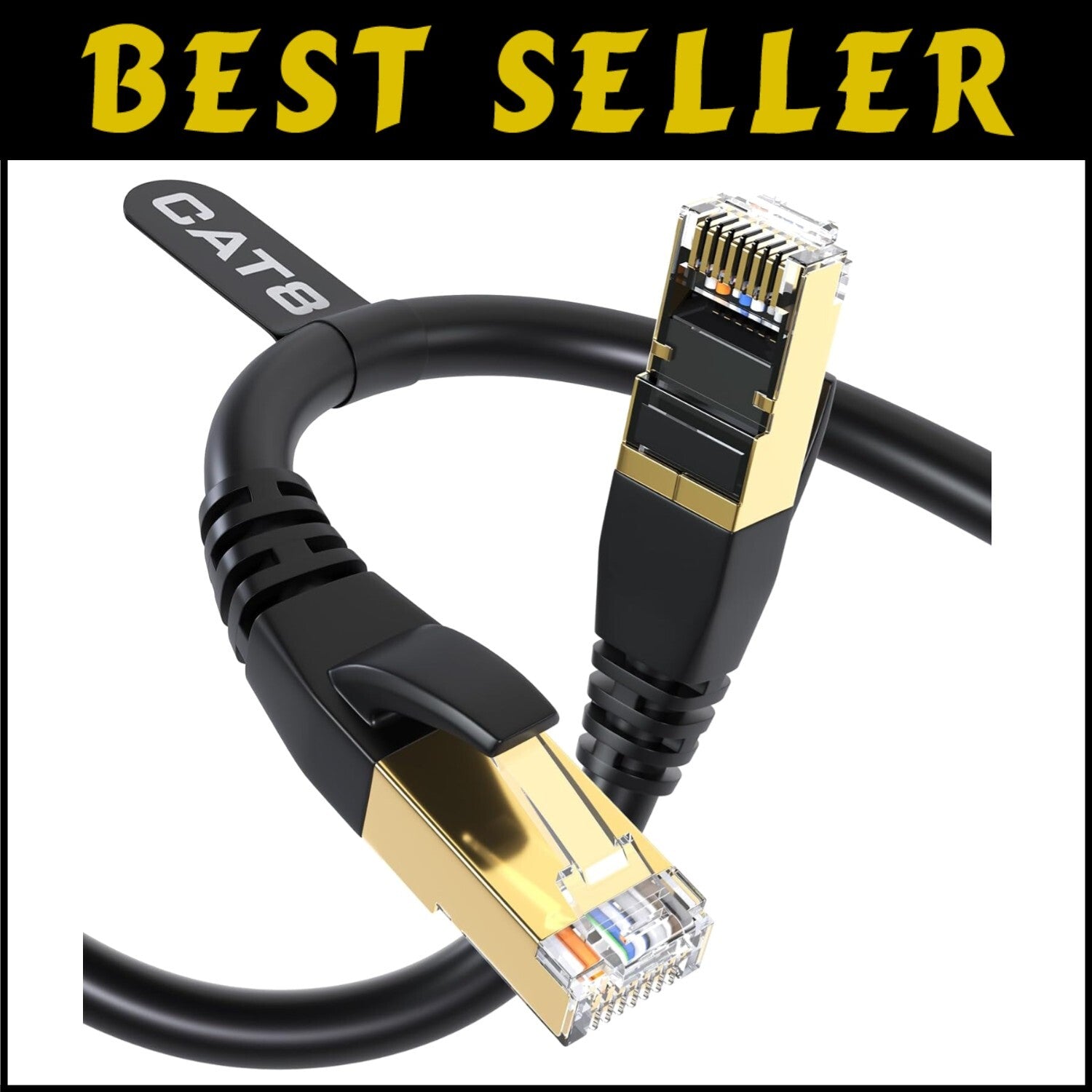 Ultra-Fast 50FT Cat8 Ethernet Cable - Shielded, Weatherproof & High Performance