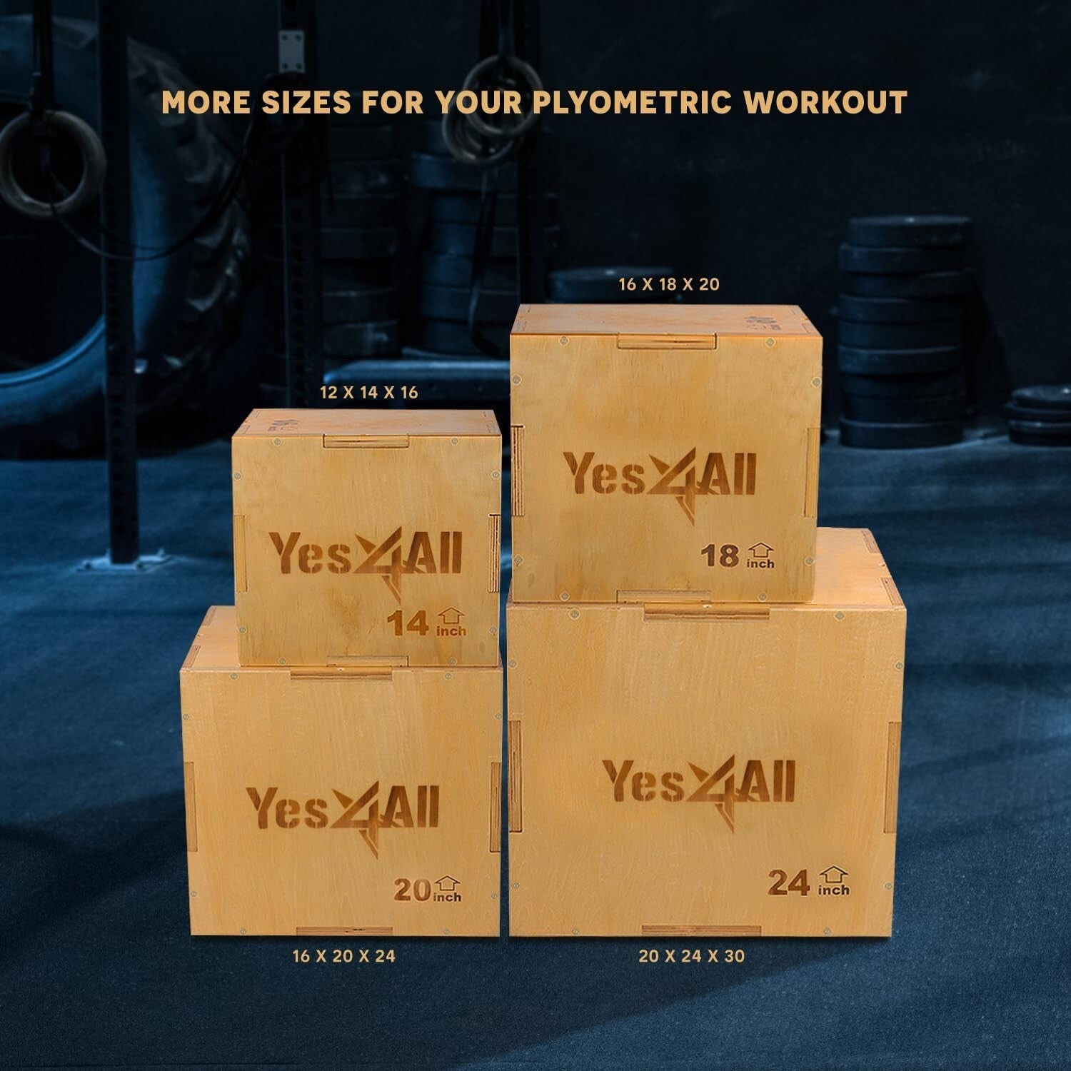Adjustable Wooden Plyo Box for Safe Home Workouts – 3 Height Options Available
