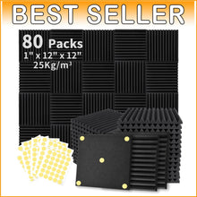 Load image into Gallery viewer, Fire-Resistant 80 Pack Soundproof Foam Panels - Safe Noise Reduction Solution