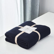Load image into Gallery viewer, Luxurious Dark Navy Cotton Throw - Cozy Blanket with Laundering Bag Included