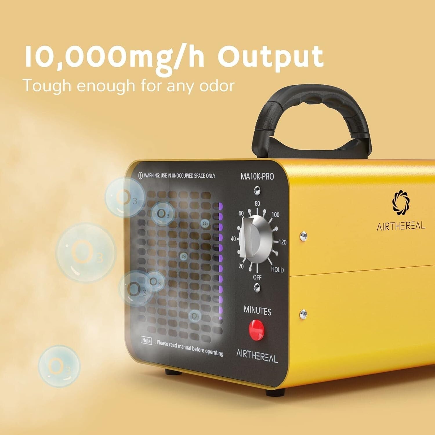 Air Purifier Ozone Generator 10,000 mg/h - Improve Indoor Air Quality, Yellow