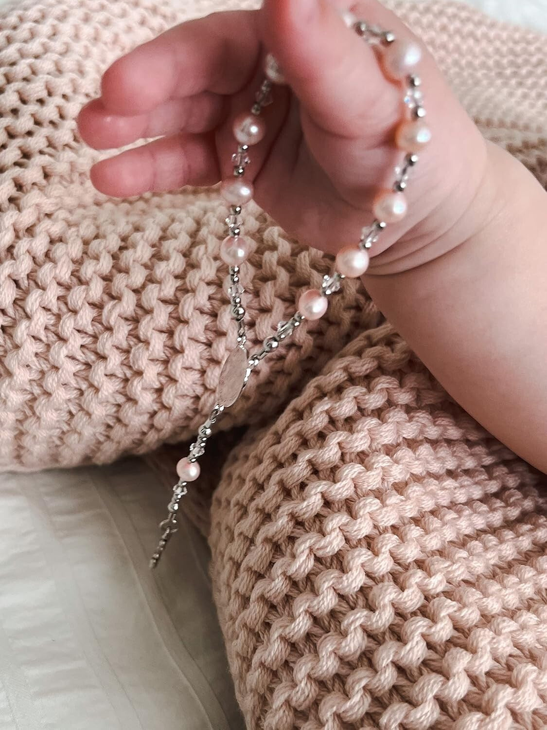 Special Occasion Sterling Silver Pink Baby Rosary - Elegant Christening Keepsake