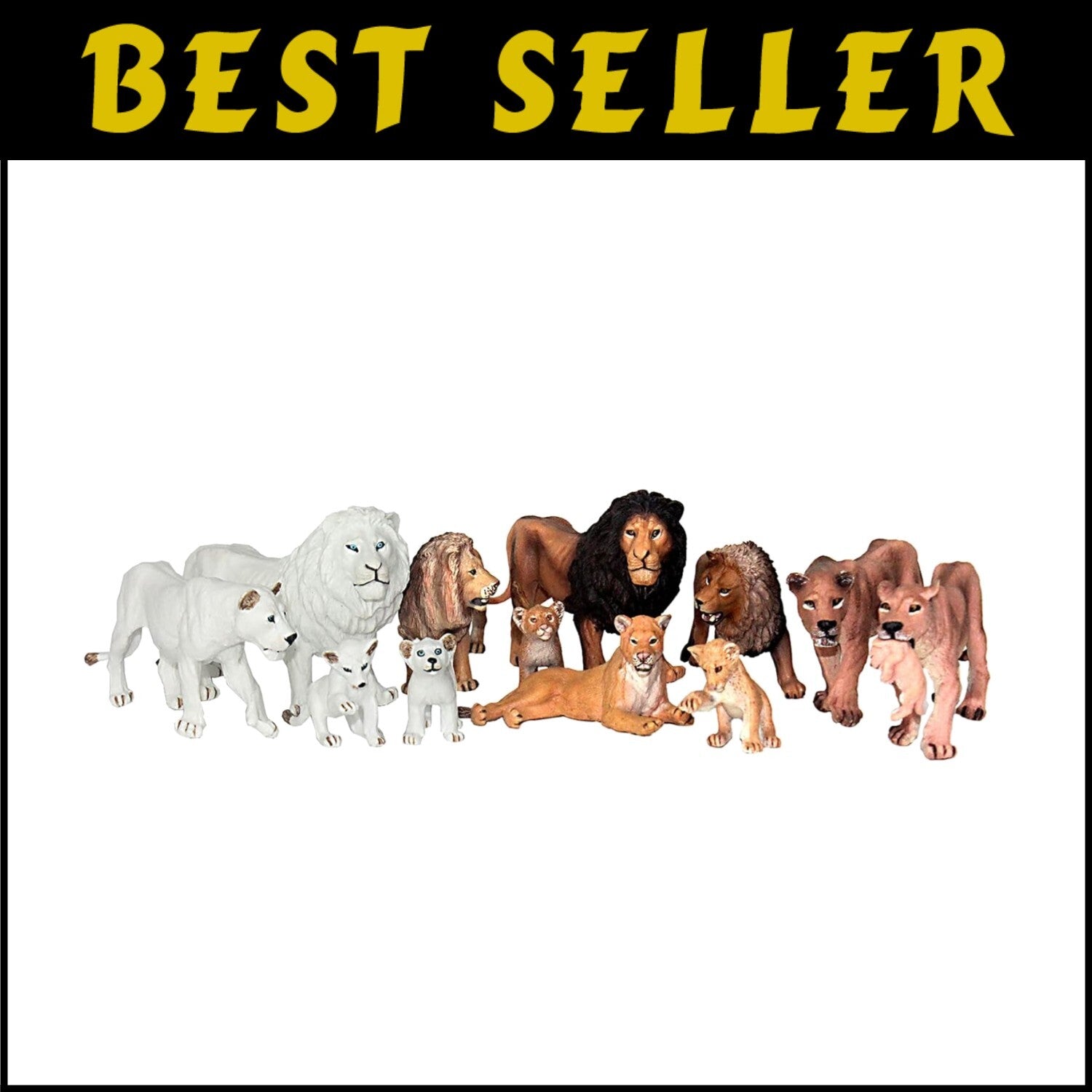 Durable Eco-Friendly 13-Piece Lion Figurine Playset for Kids' Imaginative Play