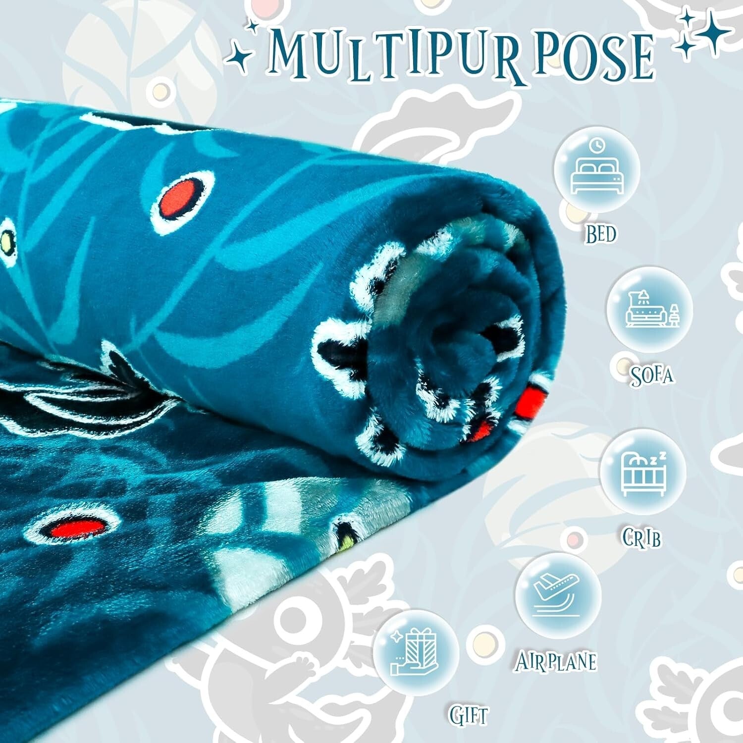 Cute Glow in the Dark Axolotl Blanket - Machine Washable Twin Size Comfort