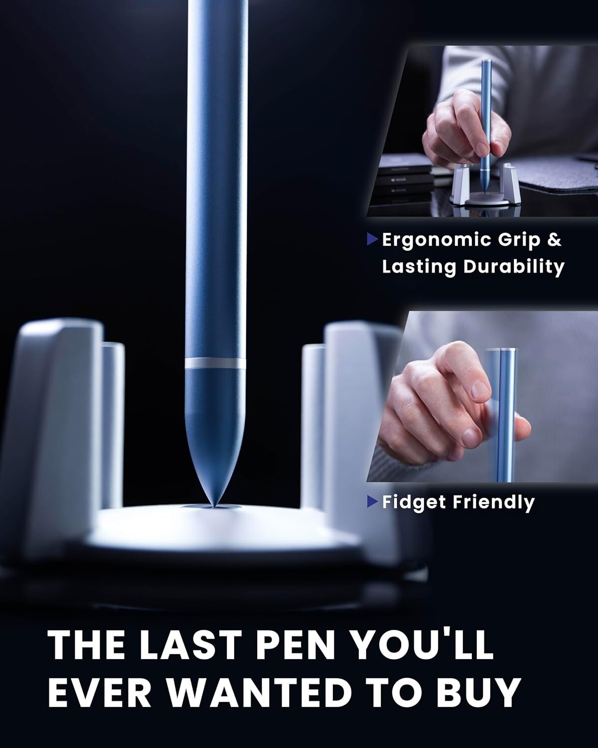 Self-Balancing Hoverpen - Aluminum Luxury Pen with Waterproof Ink and Grip