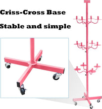 Load image into Gallery viewer, Carbon Steel Multi-Wig Holder - 12-Head Pink Styling Stand with Reinforced Base