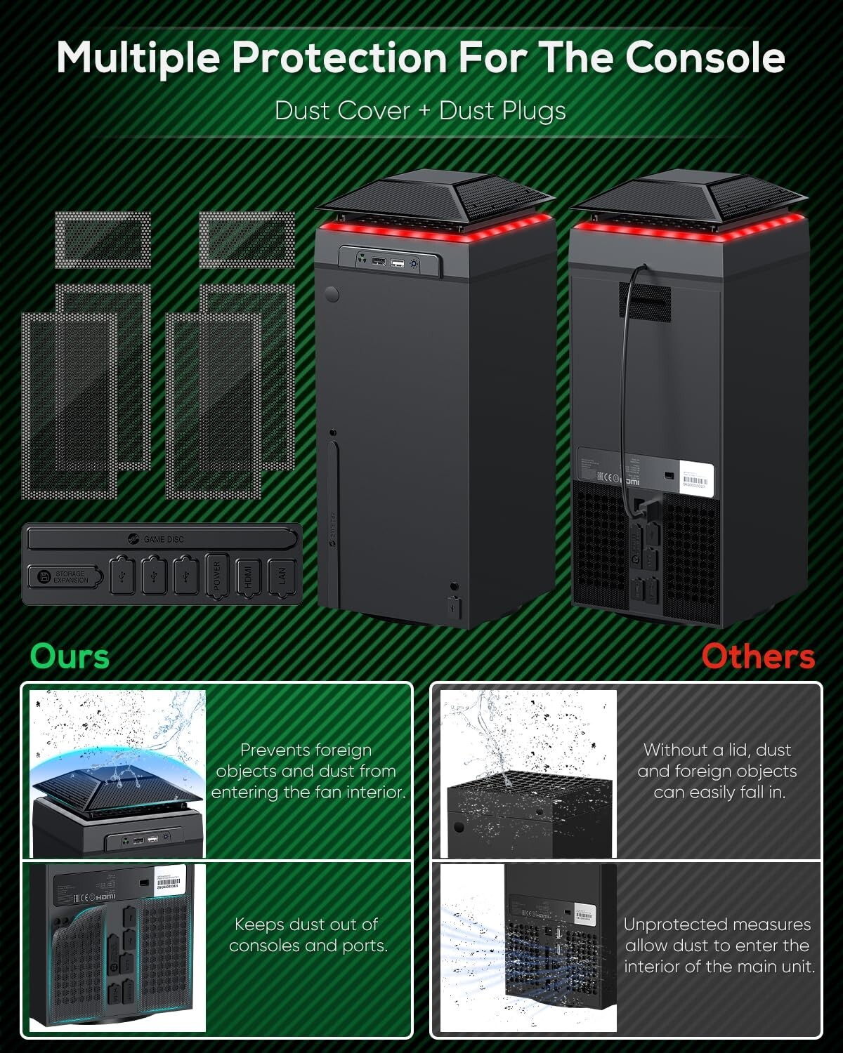 Multi-Function RGB Cooling Fan for Xbox Series X with Auto Control & Dust Shield