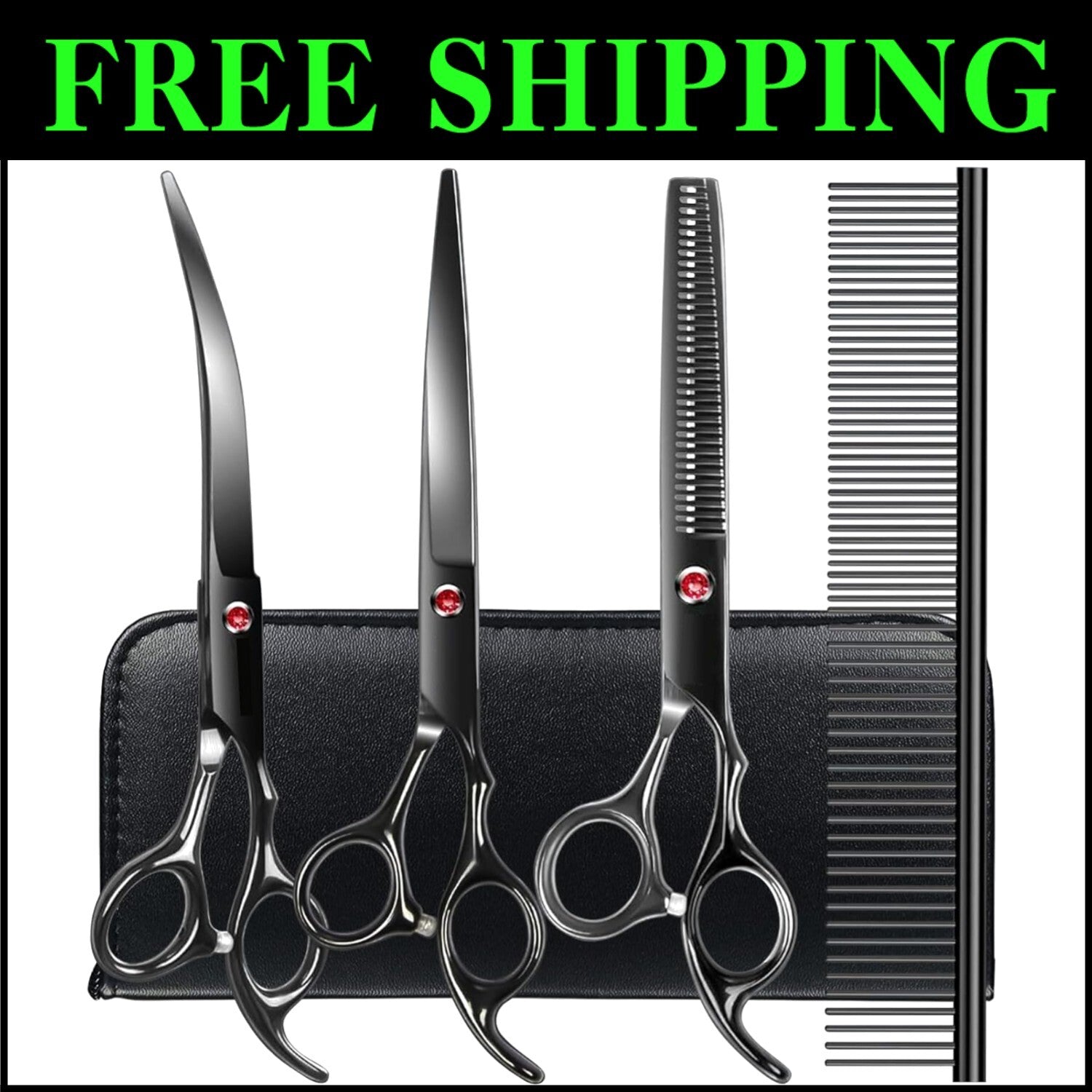 Ergonomic 5-Piece Dog Scissors Kit – Ideal for Home and Professional Grooming